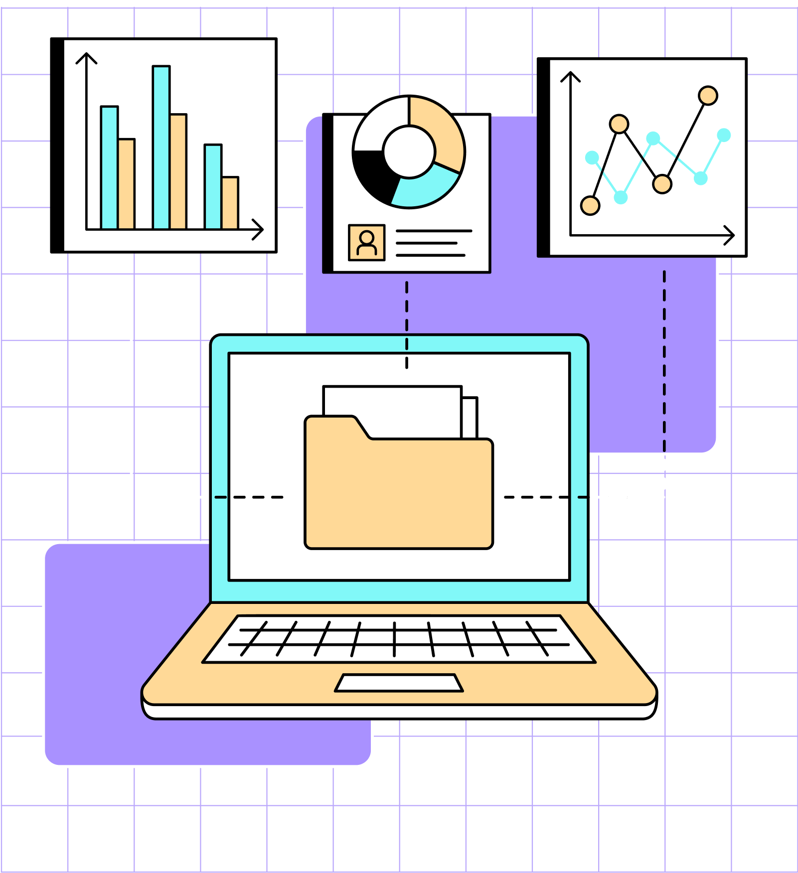 Laptop with graphs